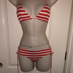 Red and White striped Bikini